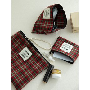 flat pouch_wool check holiday red