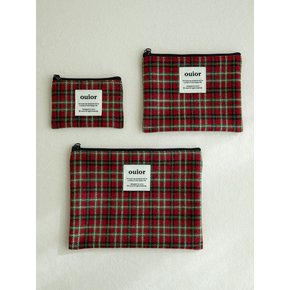 flat pouch_wool check holiday red