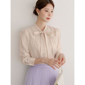 XXL까지 타이 넥 절개 핀턱 셔링 퍼프 슬리브 블라우스 가을 하객룩 오피스룩 .._P403447723