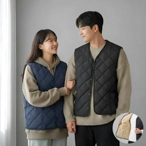 남녀공용 V넥 경량 융털 퀄팅조끼 겨울 간절기 봄 누빔 베스트 조끼