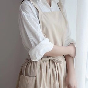 앞치마 주름 롱 원피스 보육교사 주방 공방 카페 포켓 어린이집