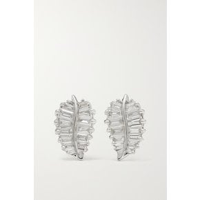 Palm Leaf Small 18-karat White Gold Diamond Earrings 화이트 골드