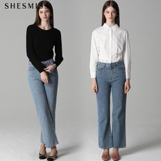 [쉬즈미스(SHESMISS)] 스트레이트 와이드 데님 팬츠 (택가격158000원)