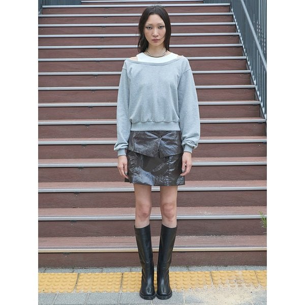 OffShoulder Layered Sweatshirts  Grey (KE5840M053)