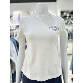 [파주점] [캘빈클라인진]여성 커브드 바시티 로고 슬림핏 반팔 티셔츠 47F867G-YAS