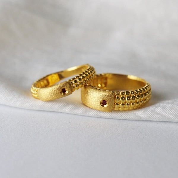 [가앤] 24k순금 무광 스틱 버블 커플링 반지 3.75g