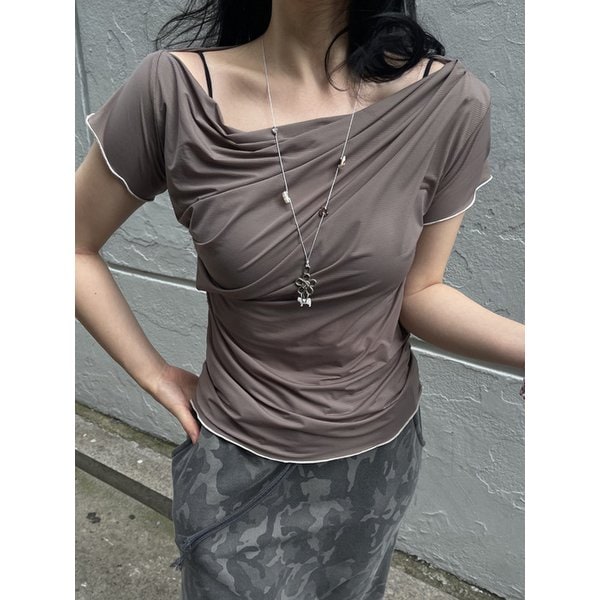 [냉감소재] Sheer Drape Tee (Mocha Mousse)