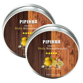 PIPIHUA 비즈왁스 비왁스 100% 천연 다목적가구 케어 밀납 2팩 레몬향 Wood Seasoning Beeswax