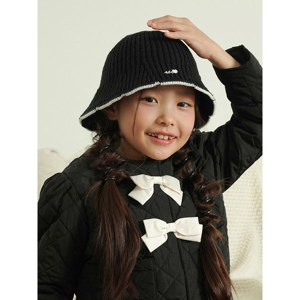 [KIDS] Line Point Knit Bucket Hat_Black