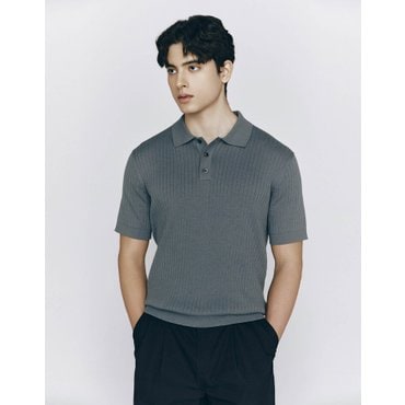 지오다노 NEW 남자 립 스티치 폴로넥 반팔 니트 스웨터 12GG 055529