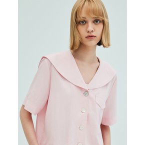 Sailor Collar Stitch Blouse_Pink