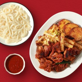 [큰품닭갈비] 통닭다리살로 만든 순살 춘천닭갈비 1kg x 2팩 + 소스 1봉 + 우동사리