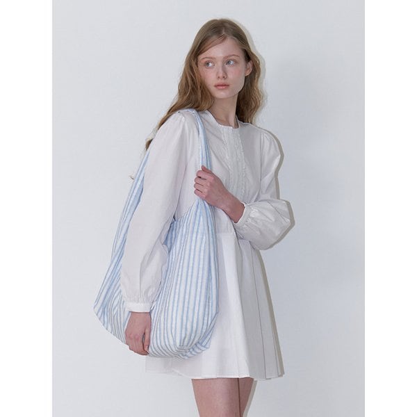 lace stripe oversized bag - blue