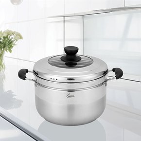 3중바닥 스텐 인덕션 찜냄비 스팀쿠커 22cm