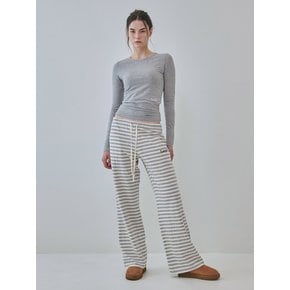 Cozy lazy stripe wide sweatpants (Gray)