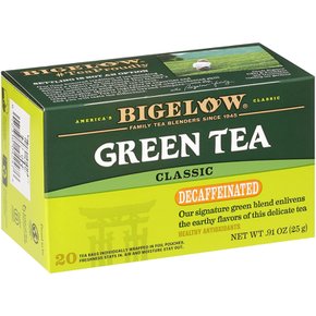 Bigelow Tea비글로우 티 그린티 클래식 디카페인 피치 20티백 2팩