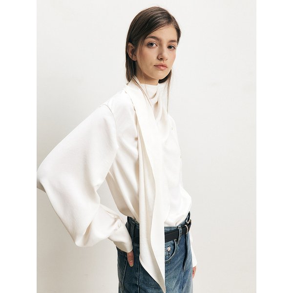 TFS DRAPED SCARF BLOUSE _2COLORS