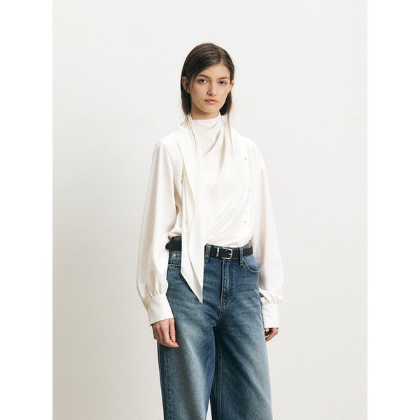 TFS DRAPED SCARF BLOUSE _2COLORS