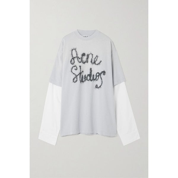 레이어드 자수 코튼 저지 & 포플린 티셔츠 46376663162975930