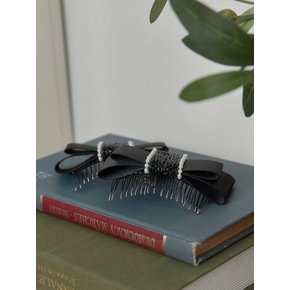 Crystal Ribbon Hair Comb_Black