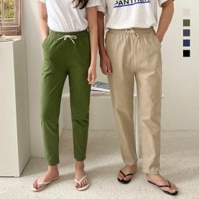 키코 밴딩 팬츠 5color 남녀공용 3단 F-2XL 빅사이즈 여름 데일리 린넨바지 세미 배기핏 루즈핏