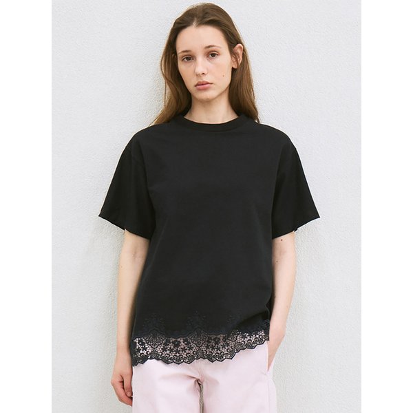 embroidered loose-fit T-shirt (navy)