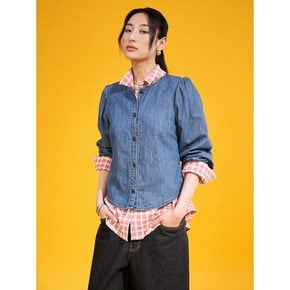 퍼프소매 데님 블라우스  블루 (165364APPP)
