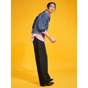 퍼프소매 데님 블라우스  블루 (165364APPP)