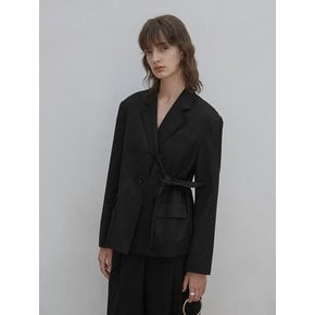 STRAP COTTON BLAZER [BLACK]