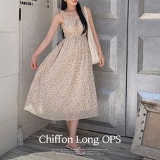 로렌느 쉬폰 플라워 스모크밴딩 나시 롱 원피스  P000CQDH