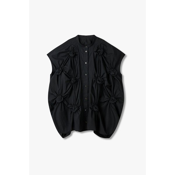 서클 셔링 디테일 코튼 셔츠 (블랙) EN15107041000