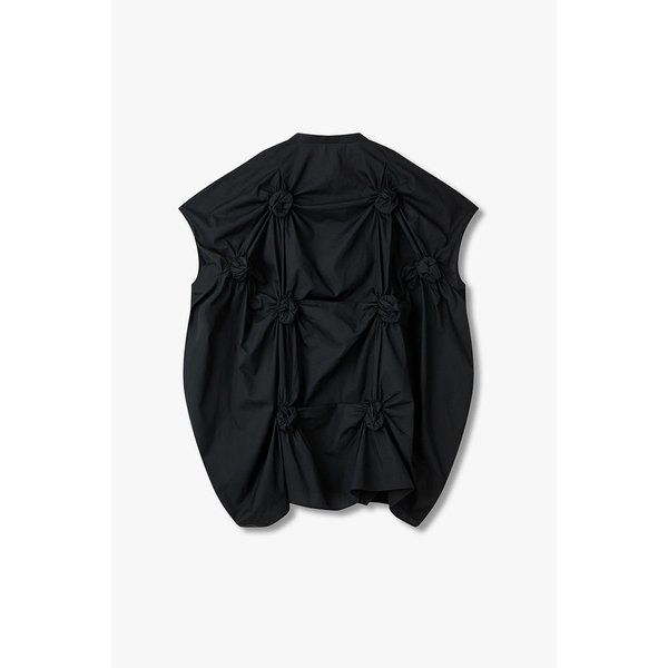 서클 셔링 디테일 코튼 셔츠 (블랙) EN15107041000