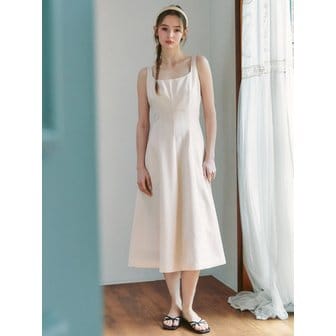 클루니 Modern Bustier Long Sleeveless Dress - beige