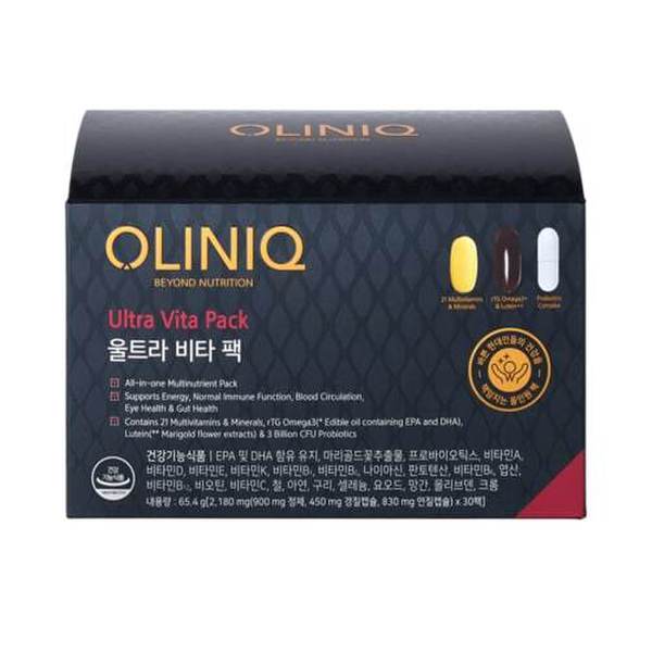 [OLINIQ] 울트라 비타 팩 3개 세트 (30일분 x 3box) / 비타민+루테인오메가+유산균 멀티팩