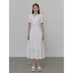 Neck Strap Belt Dress, White