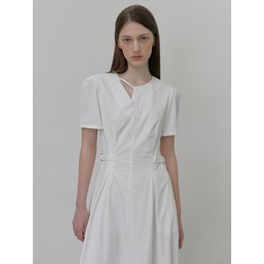 Neck Strap Belt Dress, White