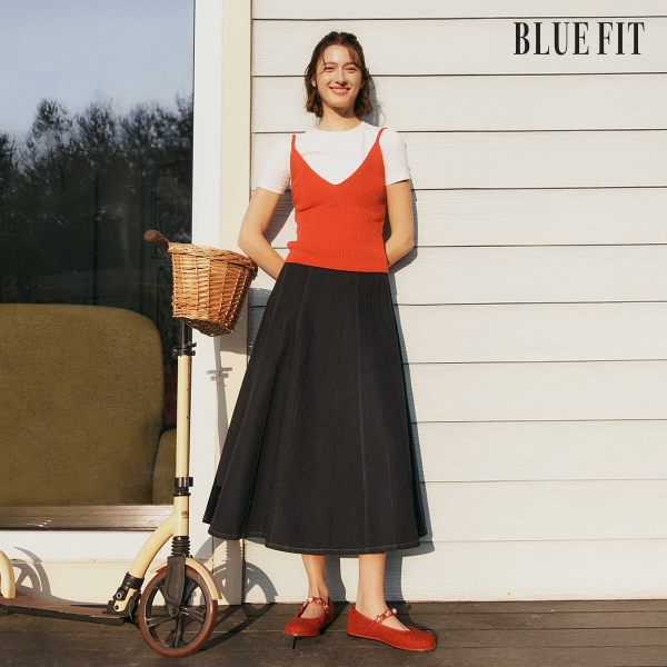 플레어 데님 스커트