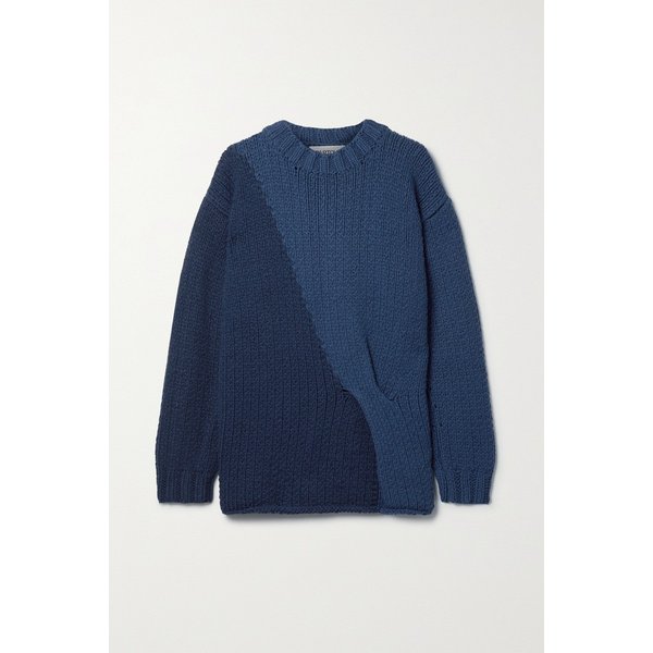 파토우 Mia Two-tone Cashmere Sweater 블루 29419655932334243