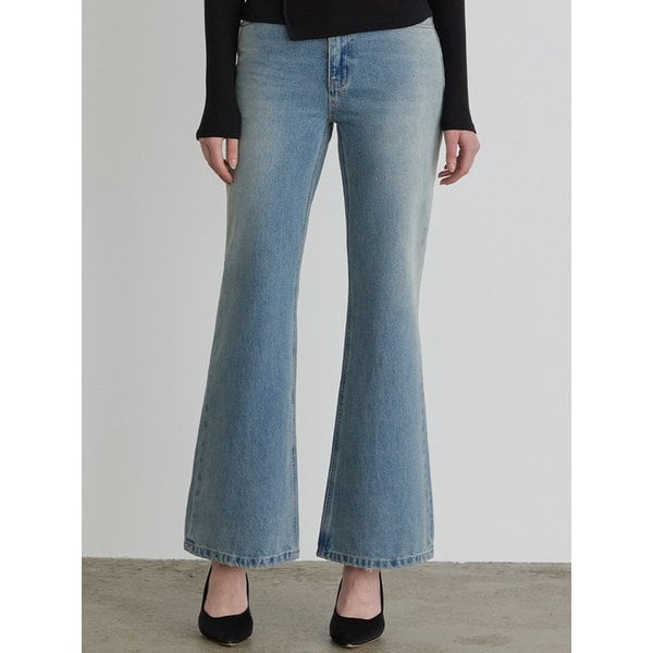 SEMI FLARED SIDE WASHING DENIM PANTS LBL