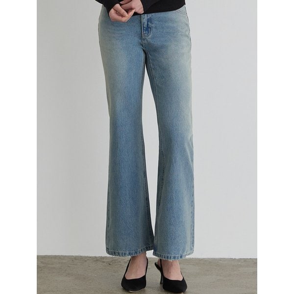 SEMI FLARED SIDE WASHING DENIM PANTS LBL