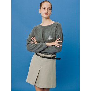 Wool Blended Pleated Skirt (BEIGE)