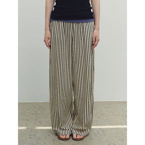 Stripe Loose-fit Wide Leg Pants (Cream)