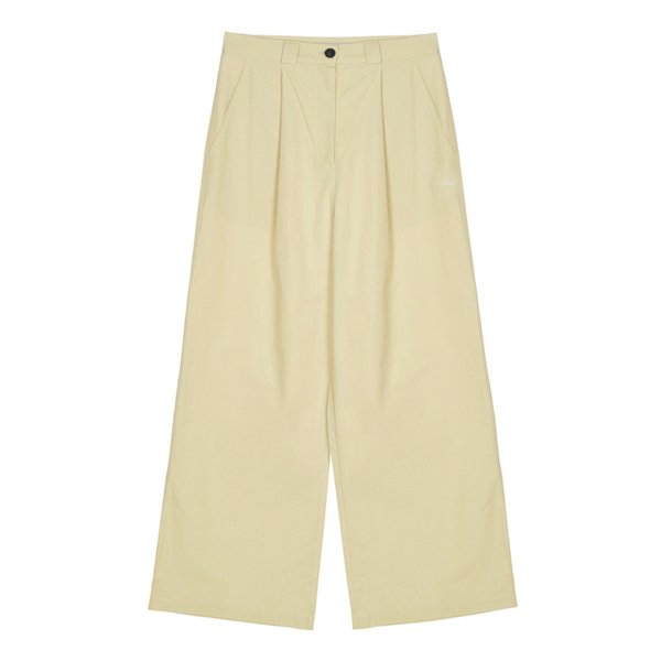 TUCK WIDE COTTON PANTS_CHARCOAL