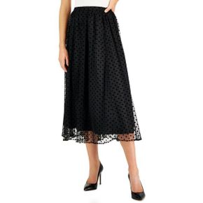 5397709 Anne Klein Womens Polk Dots Lace Overlay Midi Skirt