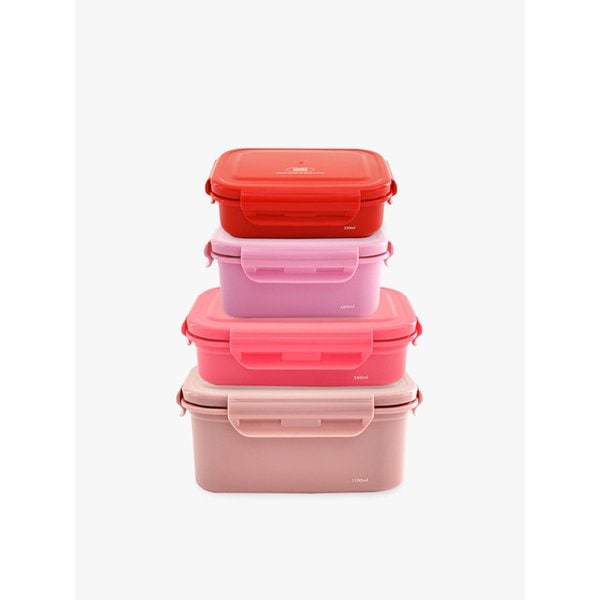 지켜텐 컬러스텐용기 4종세트 (4color) 런치박스 도시락 밀폐용기