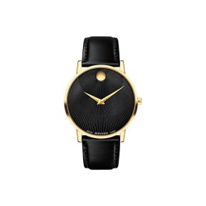 Movado Museum 클래식 옐로우 PVD  레더 스트랩 Watch/40MM 9163060