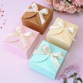 정사각형 미니 종이 박스 포장 리본 상자 9x9x5cm