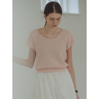 틸아이다이 Scoop neck short sleeve knit_Light pink