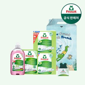[SSG단독] 식기세척기세제 입문용 선물세트(세제2+클리너+주방세제+수세미+선물상자)