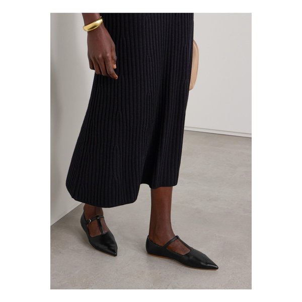 롤라 발레리나 가죽 메리 제인 포인트 토 플랫 블랙 1647597343862673